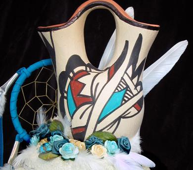 Thus I bring you the Native American wedding vase topper