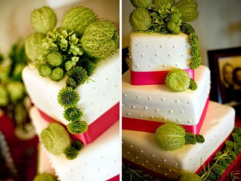 pink and green wedding cake