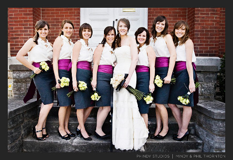 bridesmaids wearing skirts