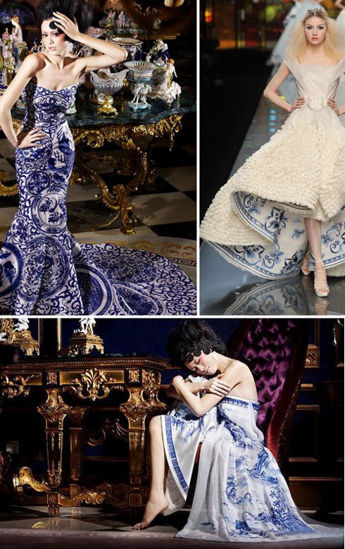 Blue and White Porcelain Inspired Wedding Dresses