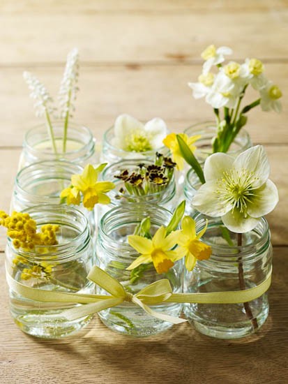 The recipe for this particular lowprofile mason jar centerpiece