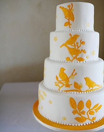 yellow lace wedding cakes